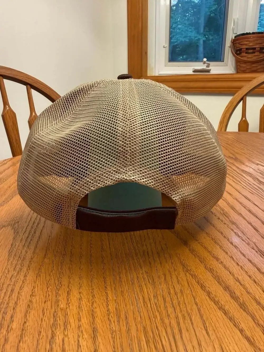 Komatsu Brown and Tan Mesh Trucker Hat with Faux Leather Patch